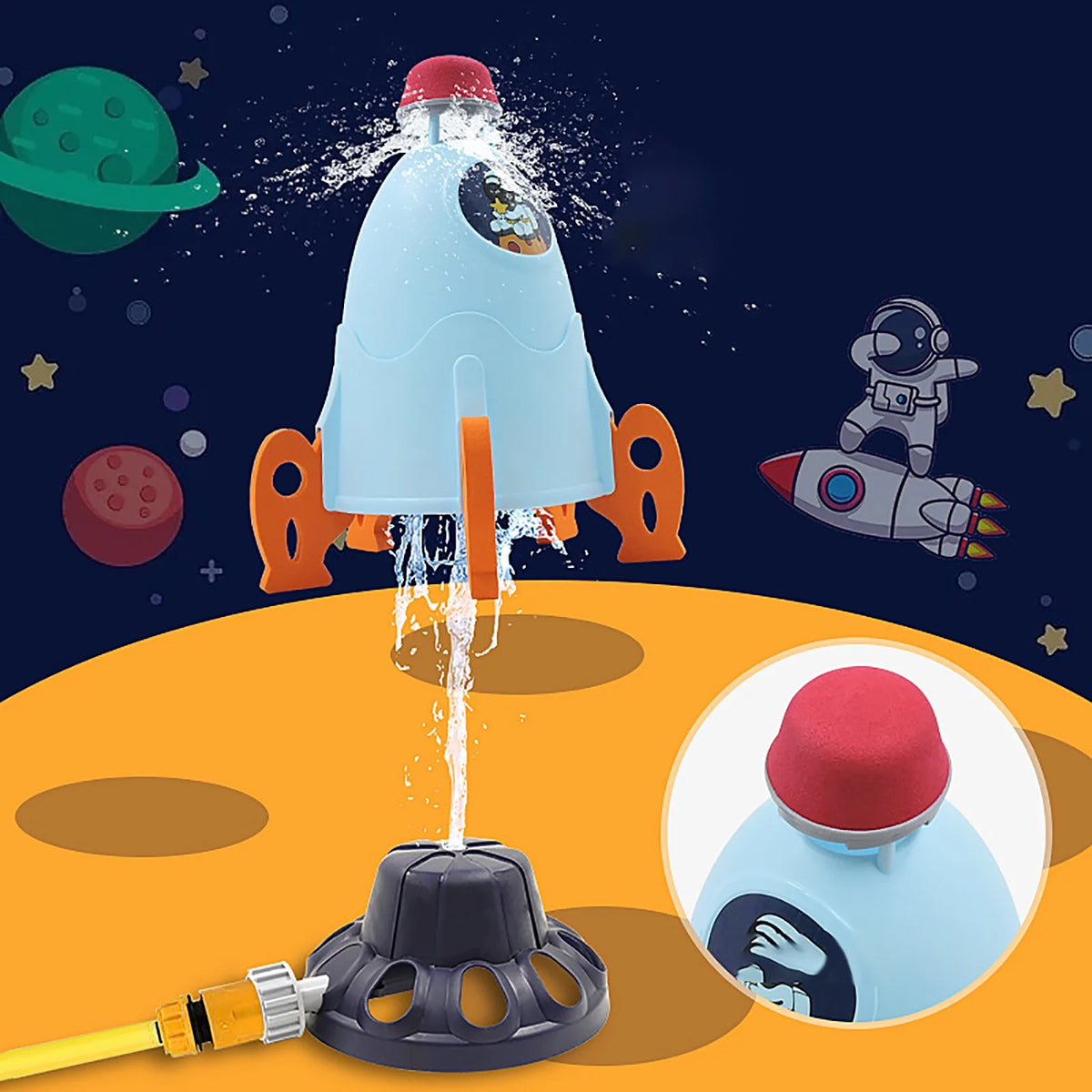 Musical Piano Carpet Space Rocket Sprinkler Water Spray Toy P271915
