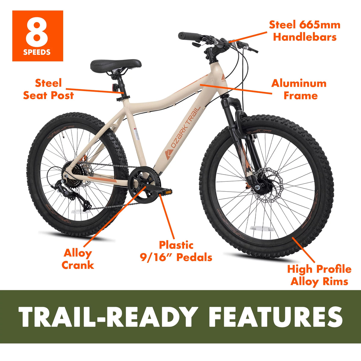 24 Glide Mountain Bike, 8 Speed, Black K175794