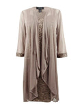 Lace Sequin-Embellished Dress & Jacket (6, Mocha) D6444