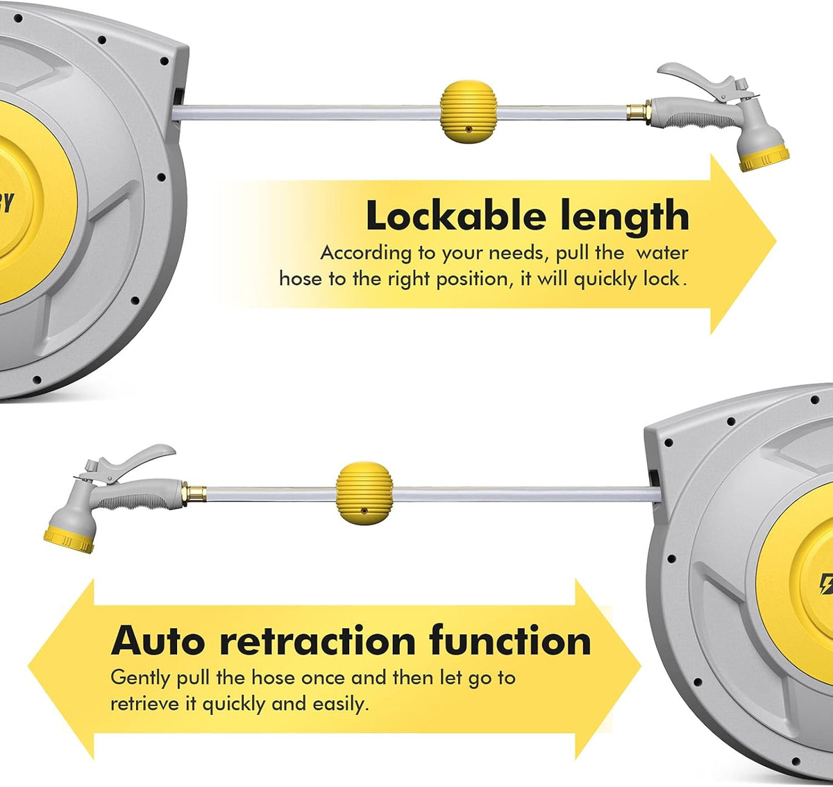 Retractable Garden Hose Reel with 8 Pattern Spray Nozzle U189227