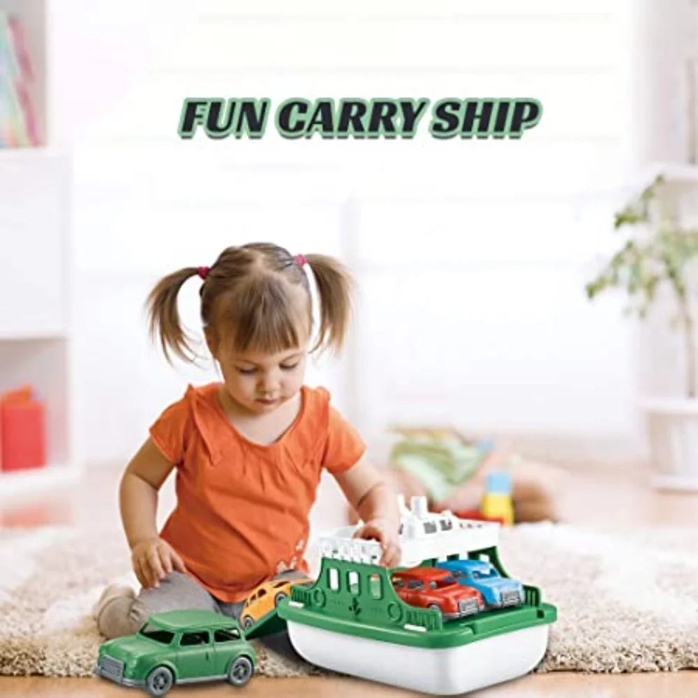 Green Toys Ferry Boat with 4 Cars Bathtub Toy R915