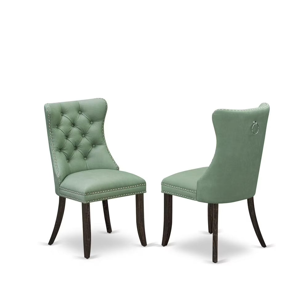 Willow Green faux leather Padded Dining Chairs, Set of 2 M54043