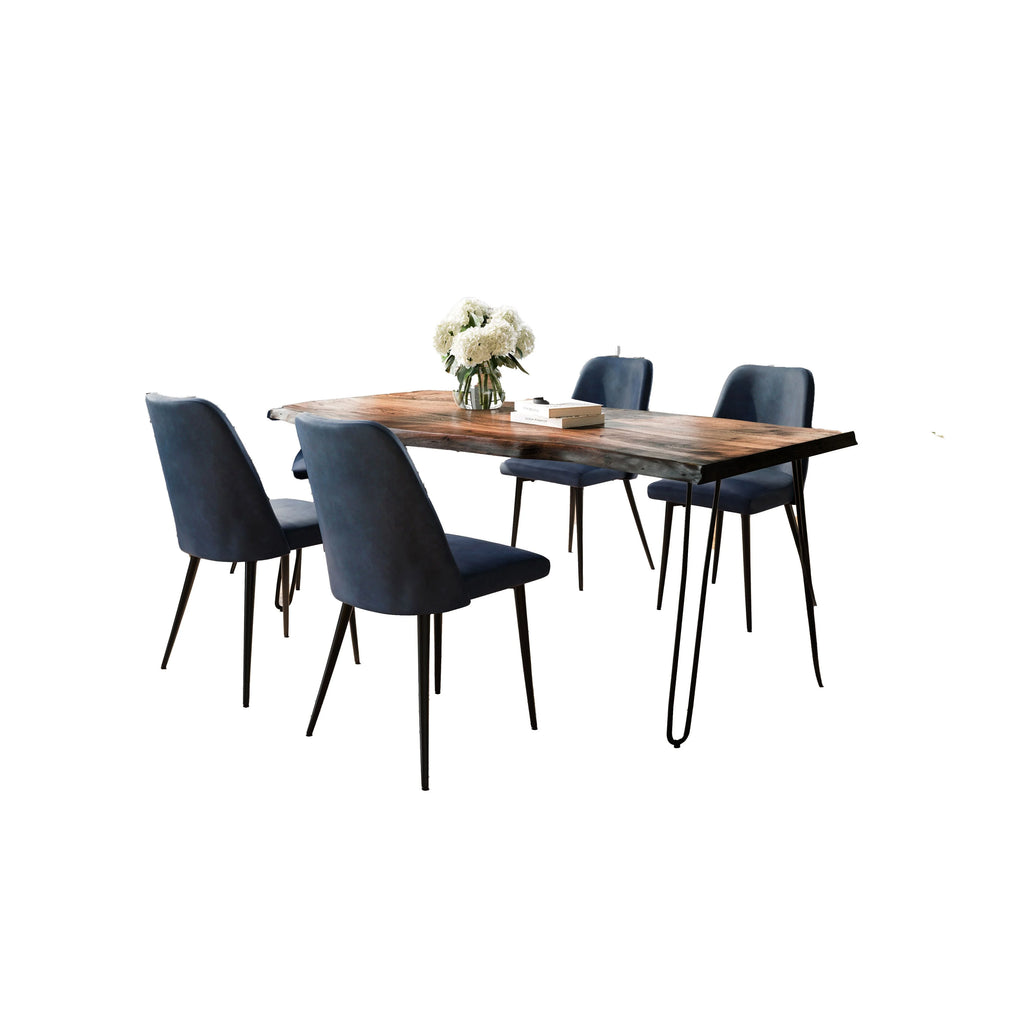 Solid Acacia Five Piece Dining Set with Upholstered Chairs Z4999