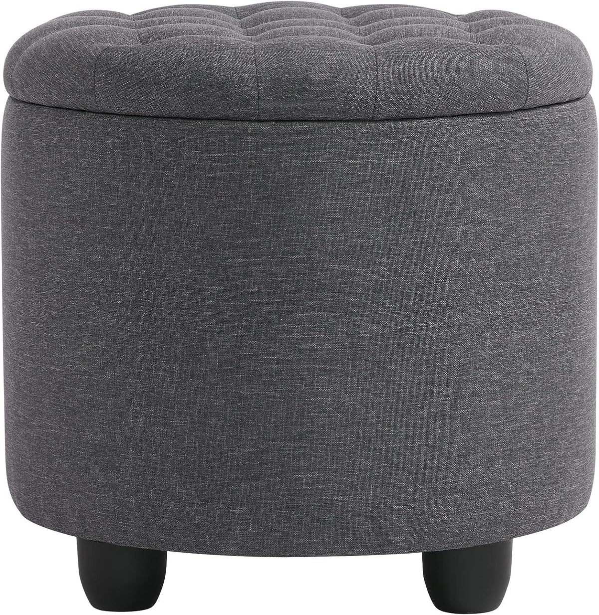 19" Round Storage Ottoman with Cover Lid Tufted PU Leather Fabric Ottoman N328