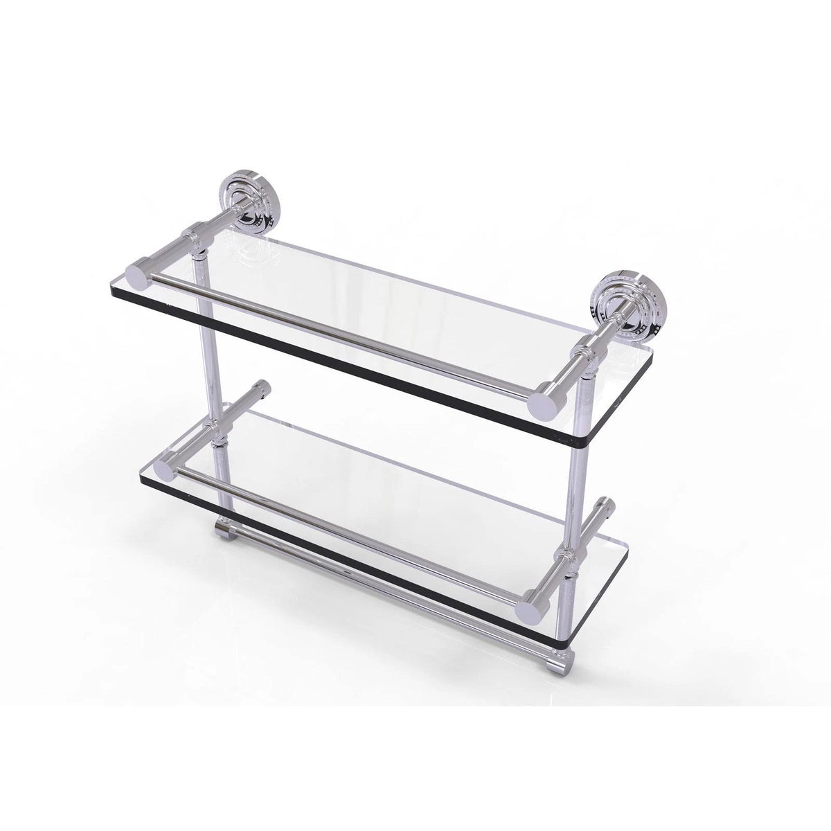 Polished Chrome Double Glass Shelf with Towel Bar K782