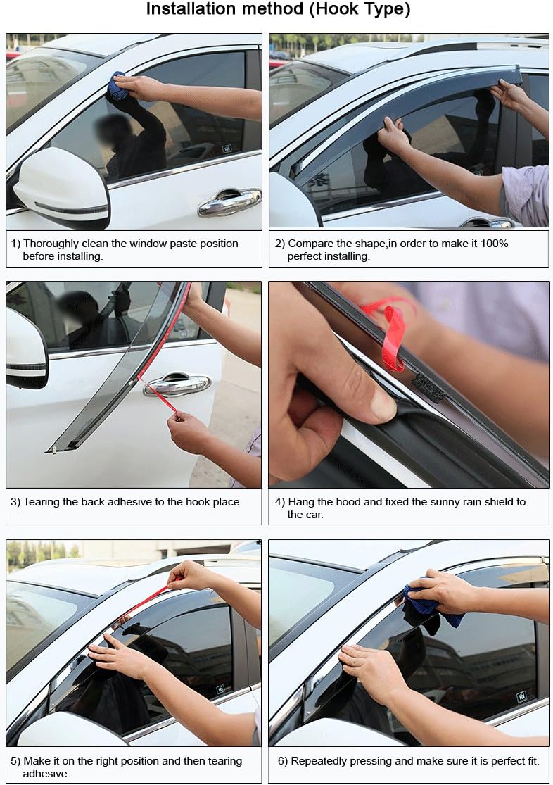 Car Window Visor Vent Shade Deflector Sun Rain Fog Guards J455