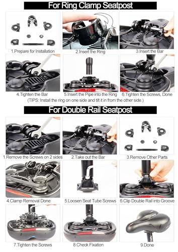 Wide Bicycle Saddle Seat with Dual Shock Absorbing Ball, Thickened Memory Foam, Waterproof H546808