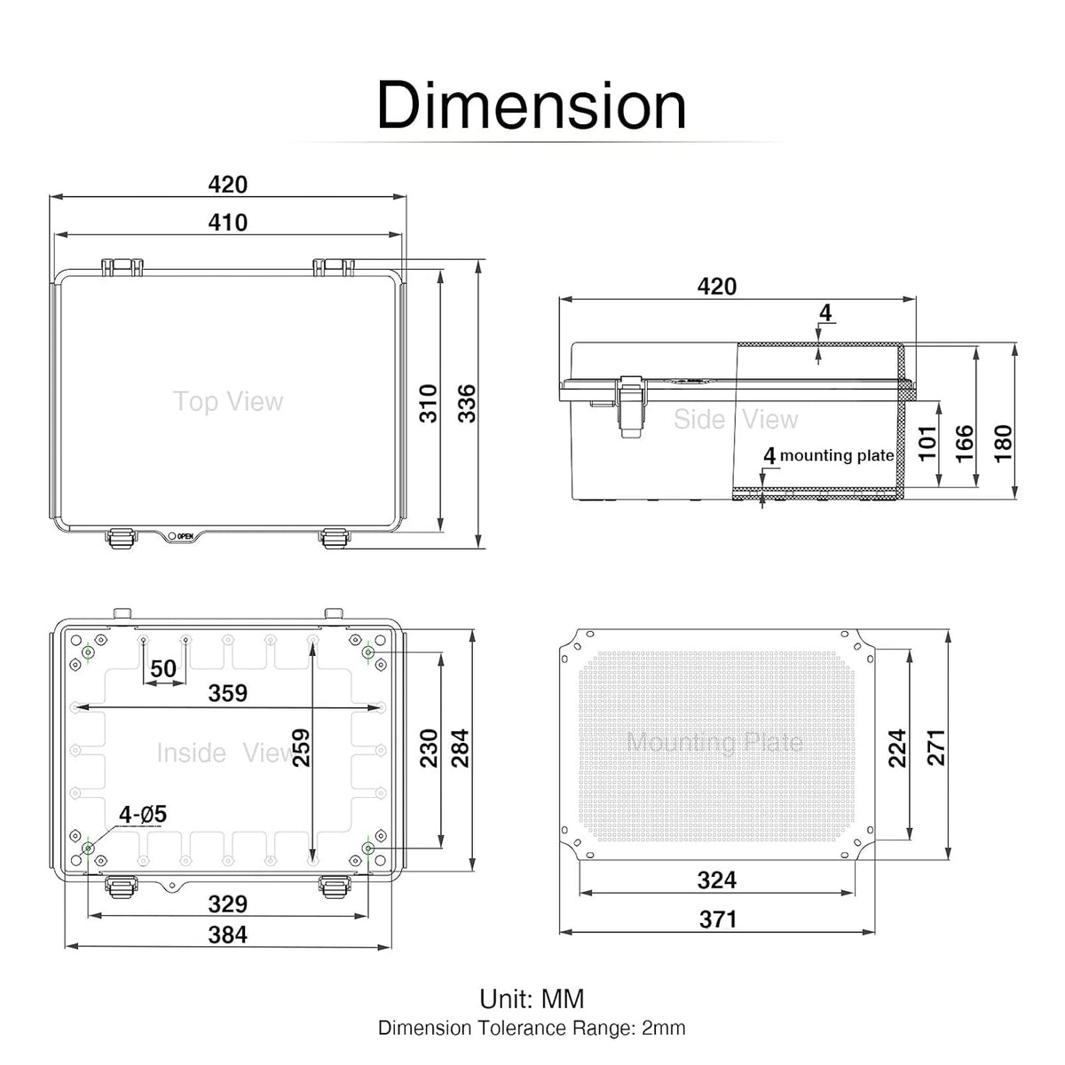 Clear Hinged Cover Junction Box with Mounting Plate, IP67 Waterproof ABS Plastic Grey I433896