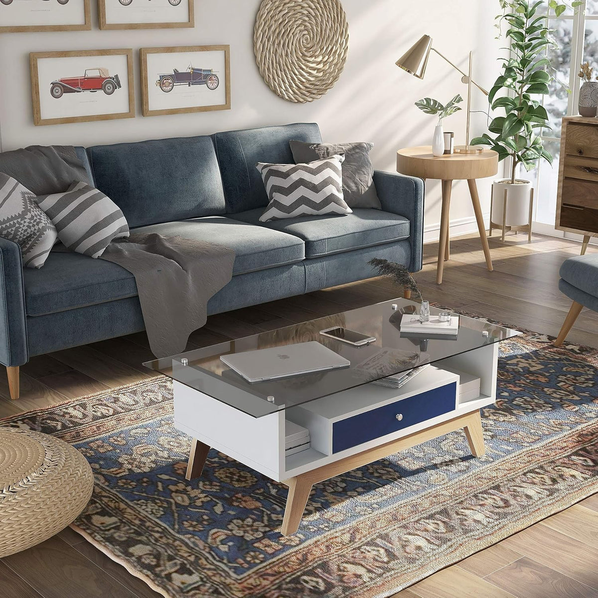 Mid-Century Modern Two-Tone Coffee Table Grey C528