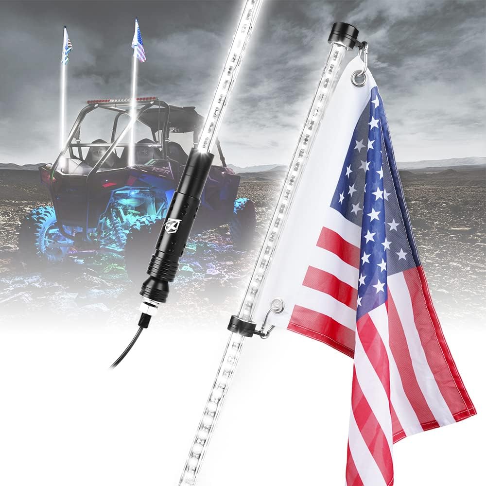 Multicolor LED Whip Lights with Flag Pole W47110