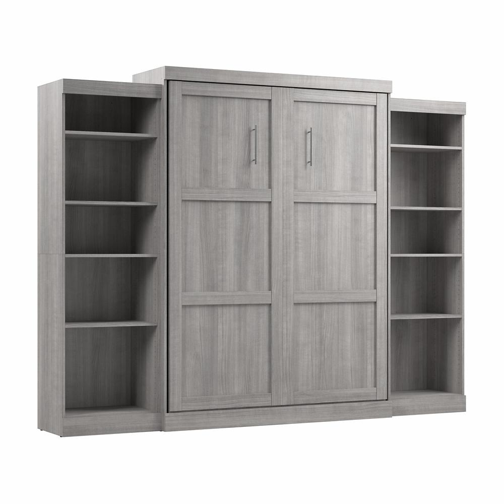 Platinum Gray Queen Murphy Bed with 2 Shelving Units P45176