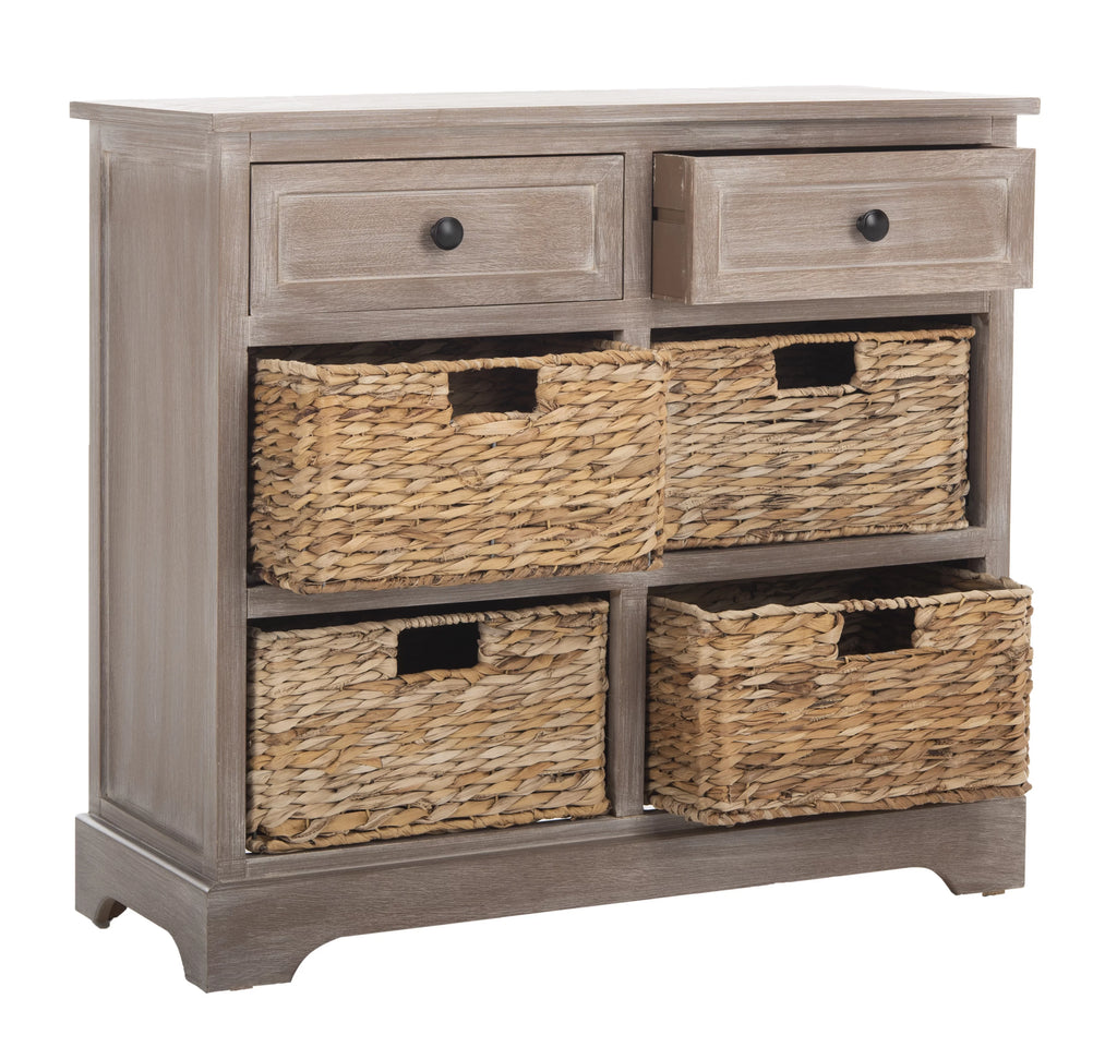 2-Drawer Storage Unit with 4 Wicker Baskets Y123