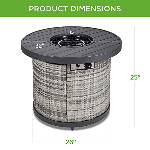 32in Round Gas Fire Pit Table C304584