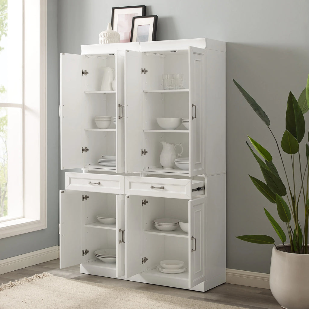 White MDF Wood Pantry (Set of 2) H148