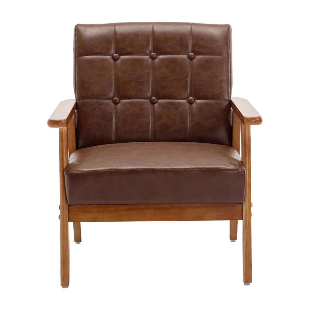 Accent Chairs Set of 2 with Side Table, Wood and Fabric Armchairs T8104