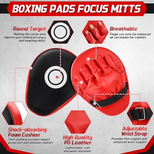 Kids Boxing Gloves and Punching Mitts Set with Hand Wraps A157163
