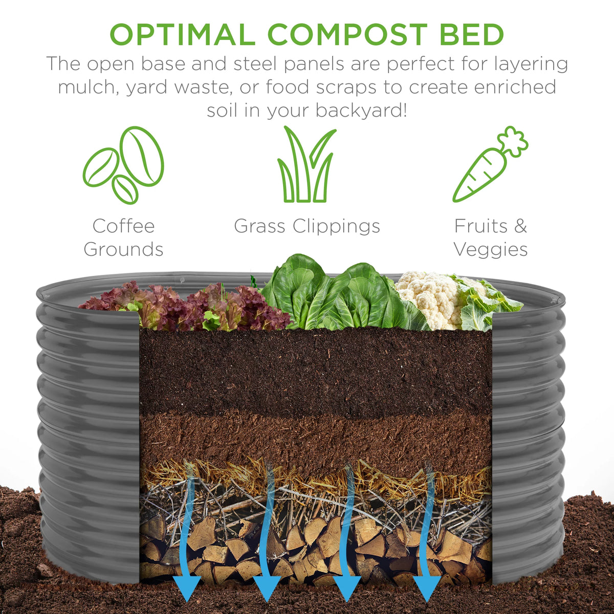 63in Oval Metal Raised Garden Bed E364