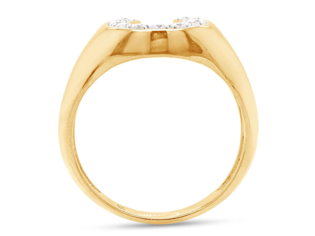 14K Yellow Gold Over Sterling Silver Moissanite Horseshoe Ring D61962