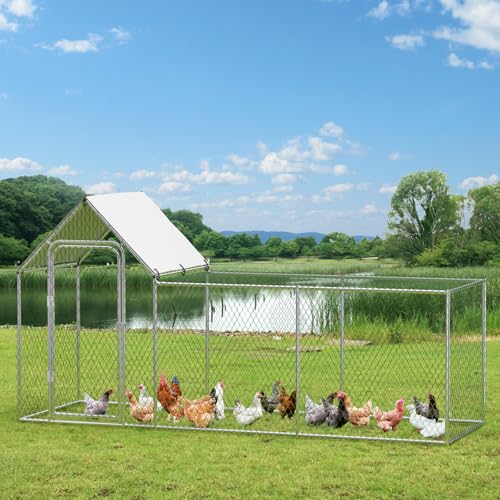 Large Metal Chicken Coop with Waterproof Cover O4098