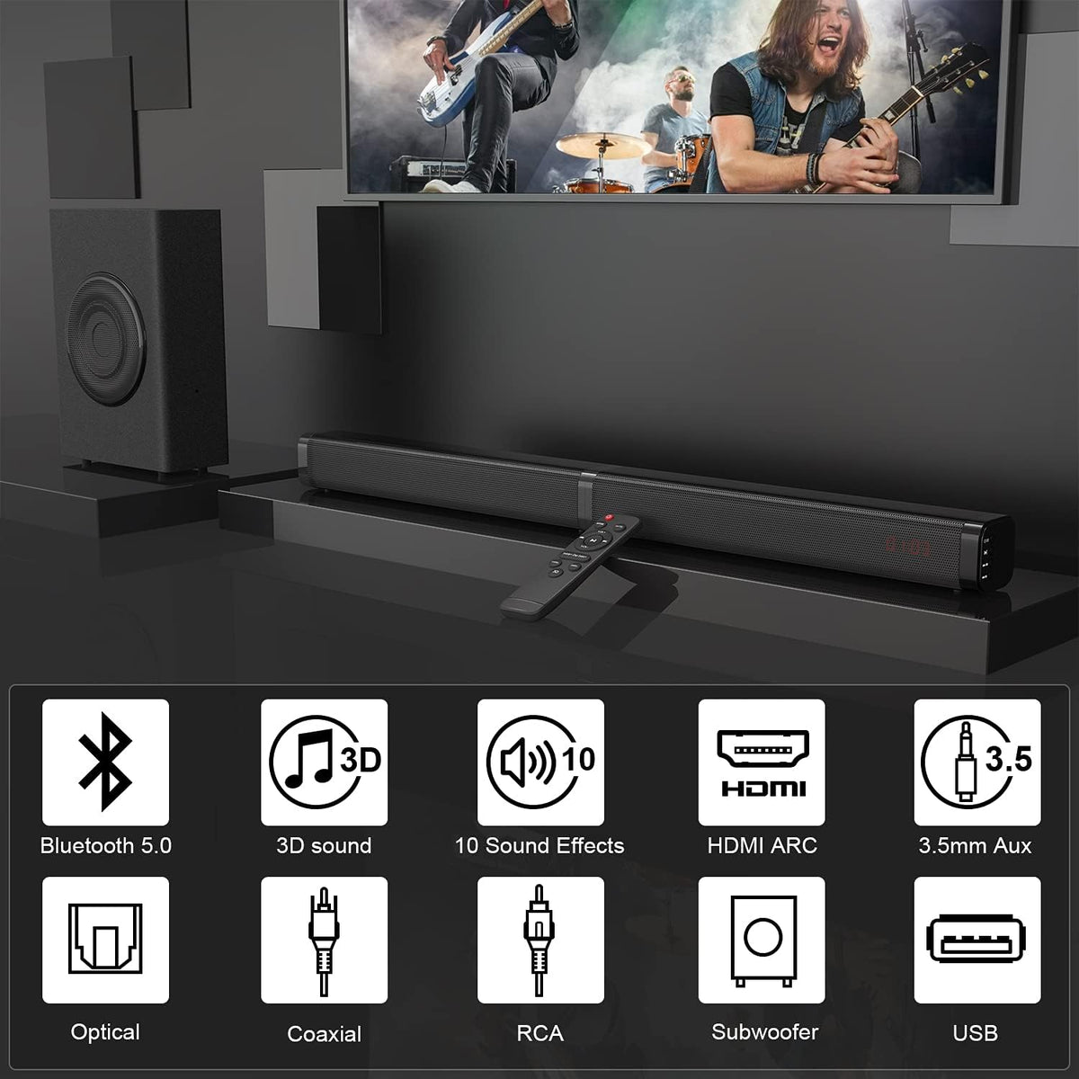 Sound Bars for TV with Subwoofer, 2.1 Channel L24505