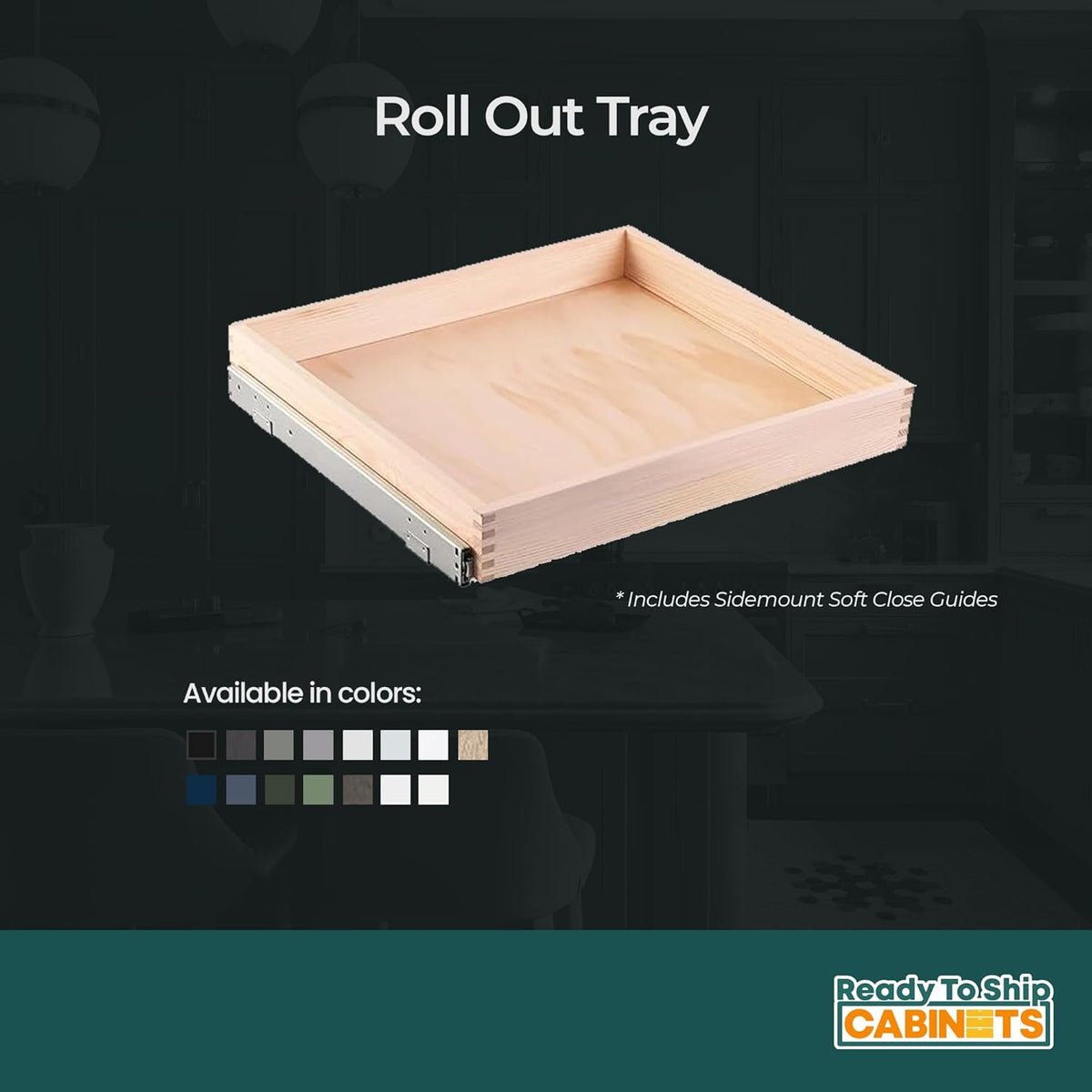 15W x 4H inch White Shaker Roll Out Tray I446