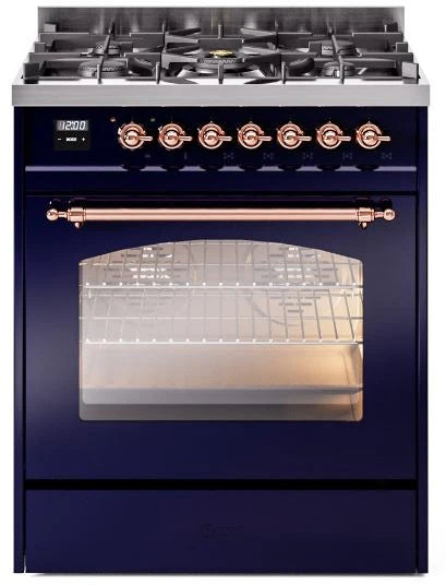 Blue Dual Fuel Natural Gas Range with Copper Trim Q813