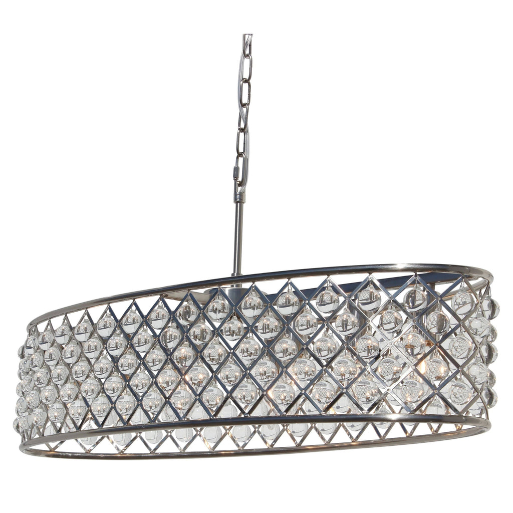 Antique Brass Crystal Oval Chandelier J154041