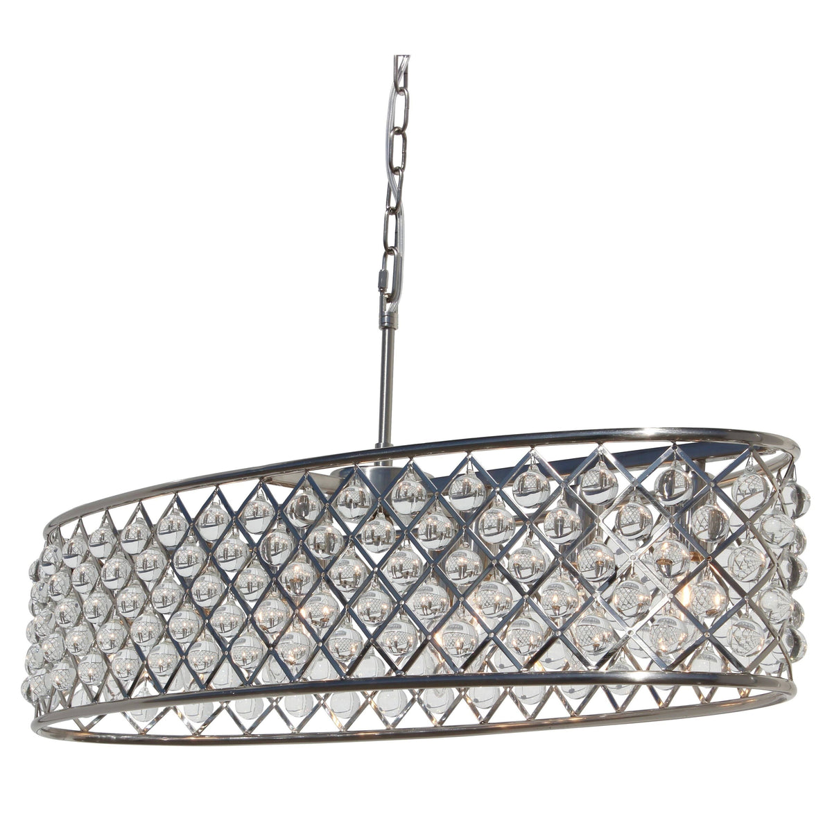 Antique Brass Crystal Oval Chandelier J154041