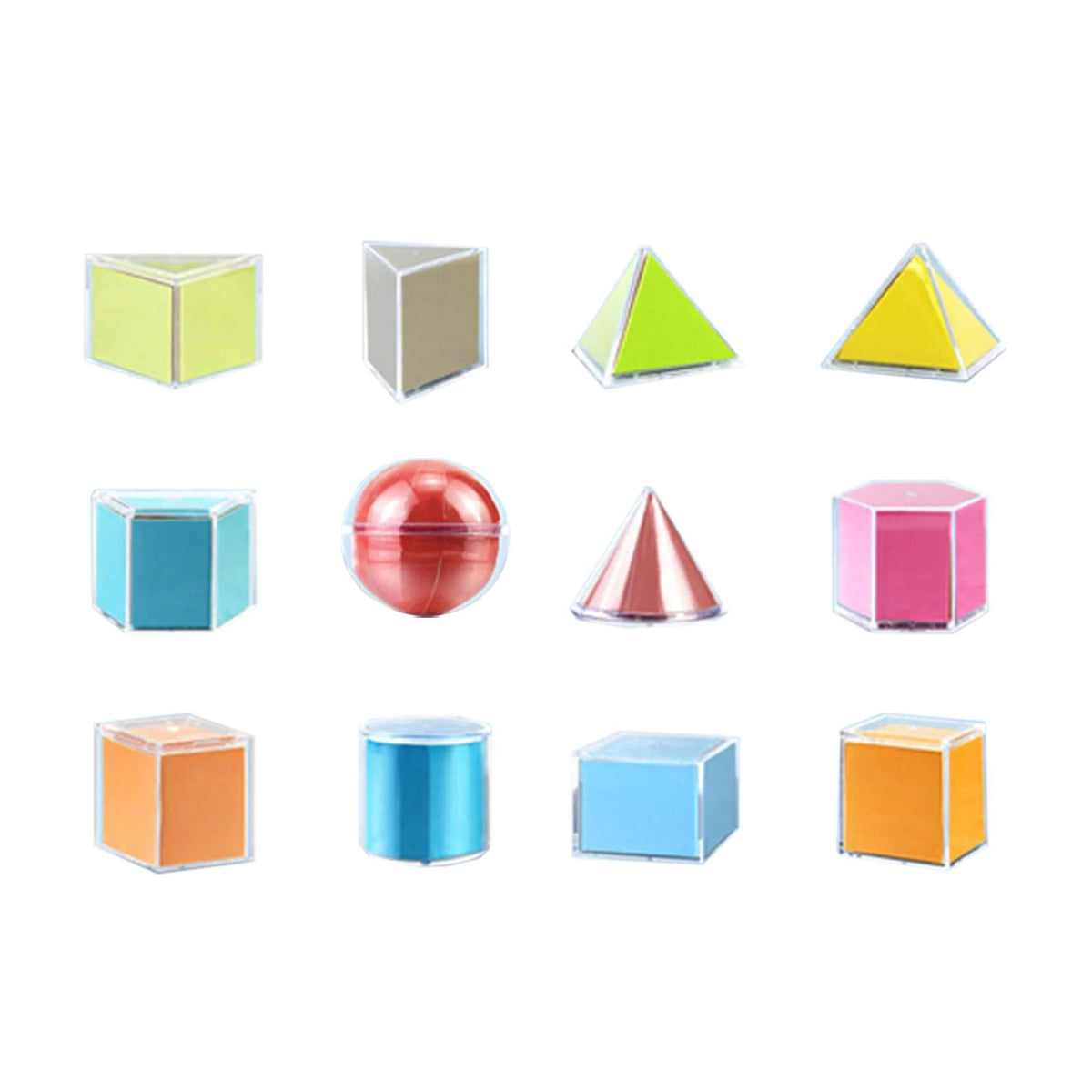 12 Pieces 3D Geometric Shapes Blocks Pattern Blocks Educational Toy Q4222