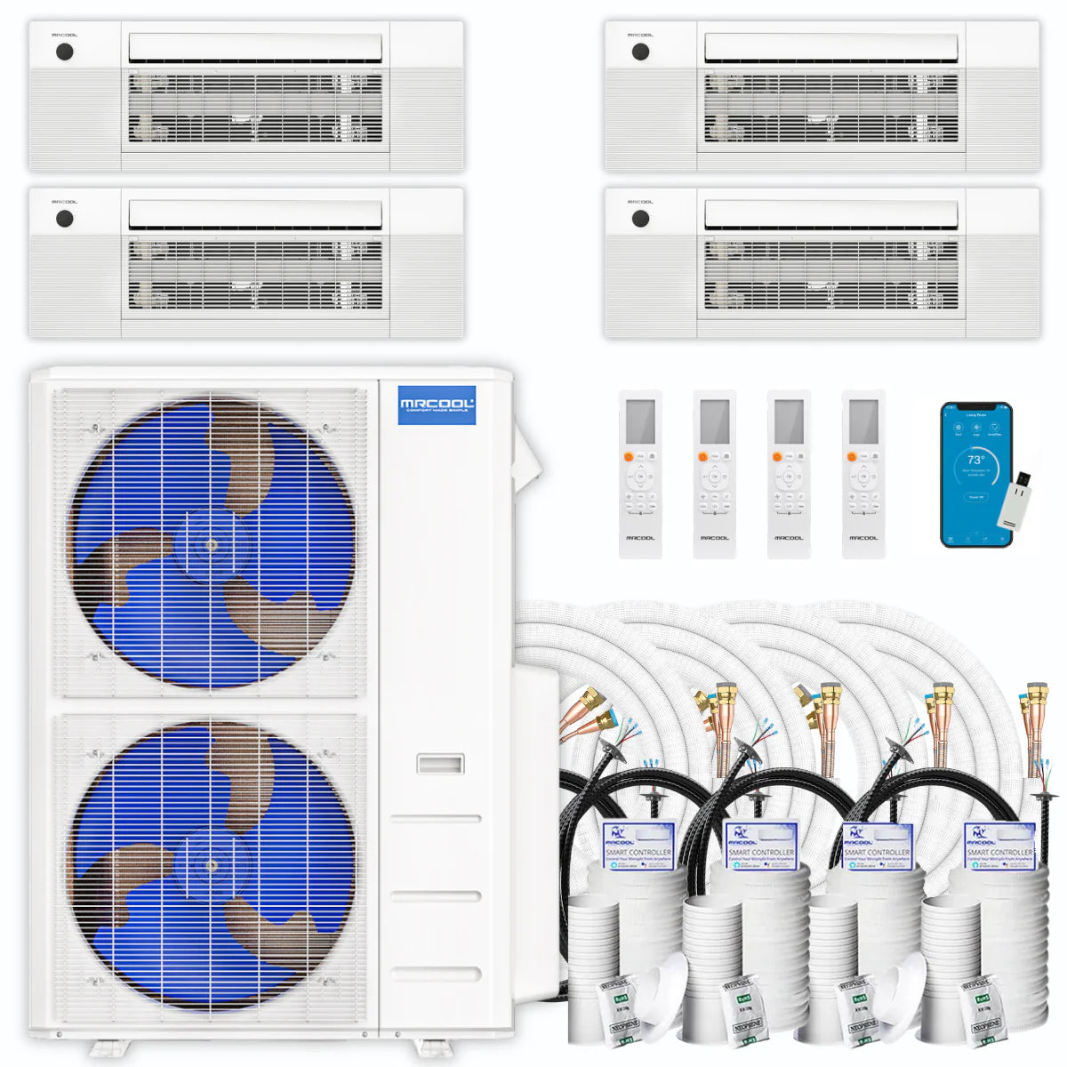 54,000 BTU 4 Zone Ceiling Cassette Ductless Air Conditioner and Heat Pump Z91427