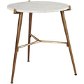 Marble Top Accent Table in White and Gold E2974