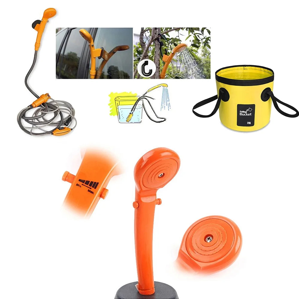 Folding Bucket Electric Outdoor Shower Kit V6146