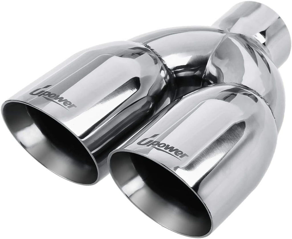 Dual Exhaust Tip 2.5" to 3.5" Polished Stainless Steel Double Wall Slant Edge Pack of 2 S4414