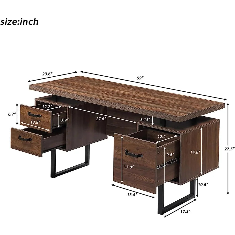 59 Inch Writing Desk with Drawers B754