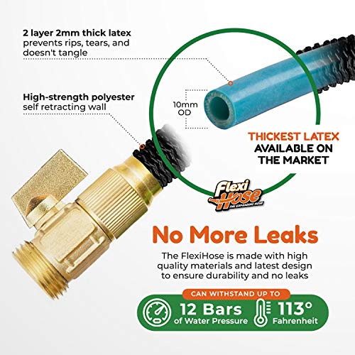 Expandable Garden Hose 50 ft Brass Fittings Black U97453
