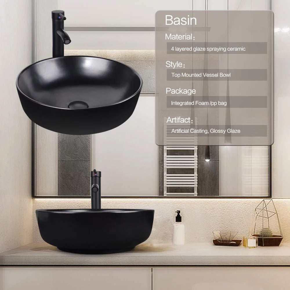 Porcelain Ceramic Vessel Sink and Faucet Combo Z548619