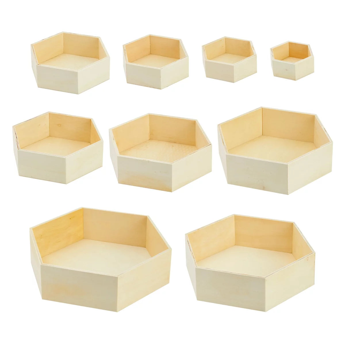 Set of 9 Unfinished Wooden Hexagon Shelves F876348