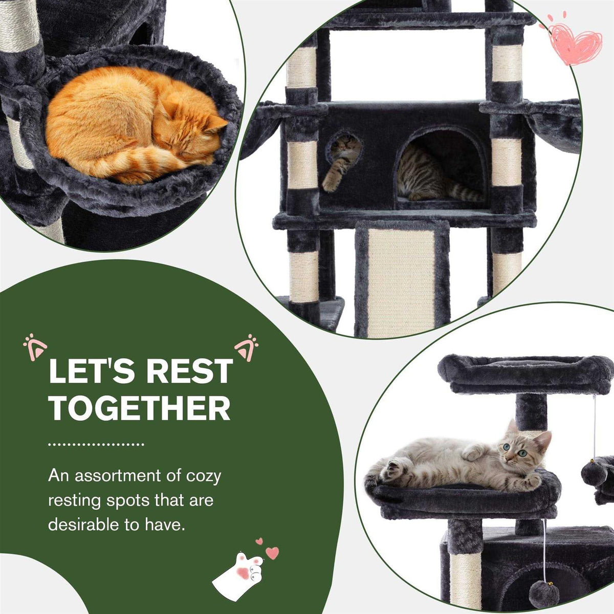 68 Inches Multi-Level Cat Tree with Cat Condo Plush Perches Sisal Scratching G768