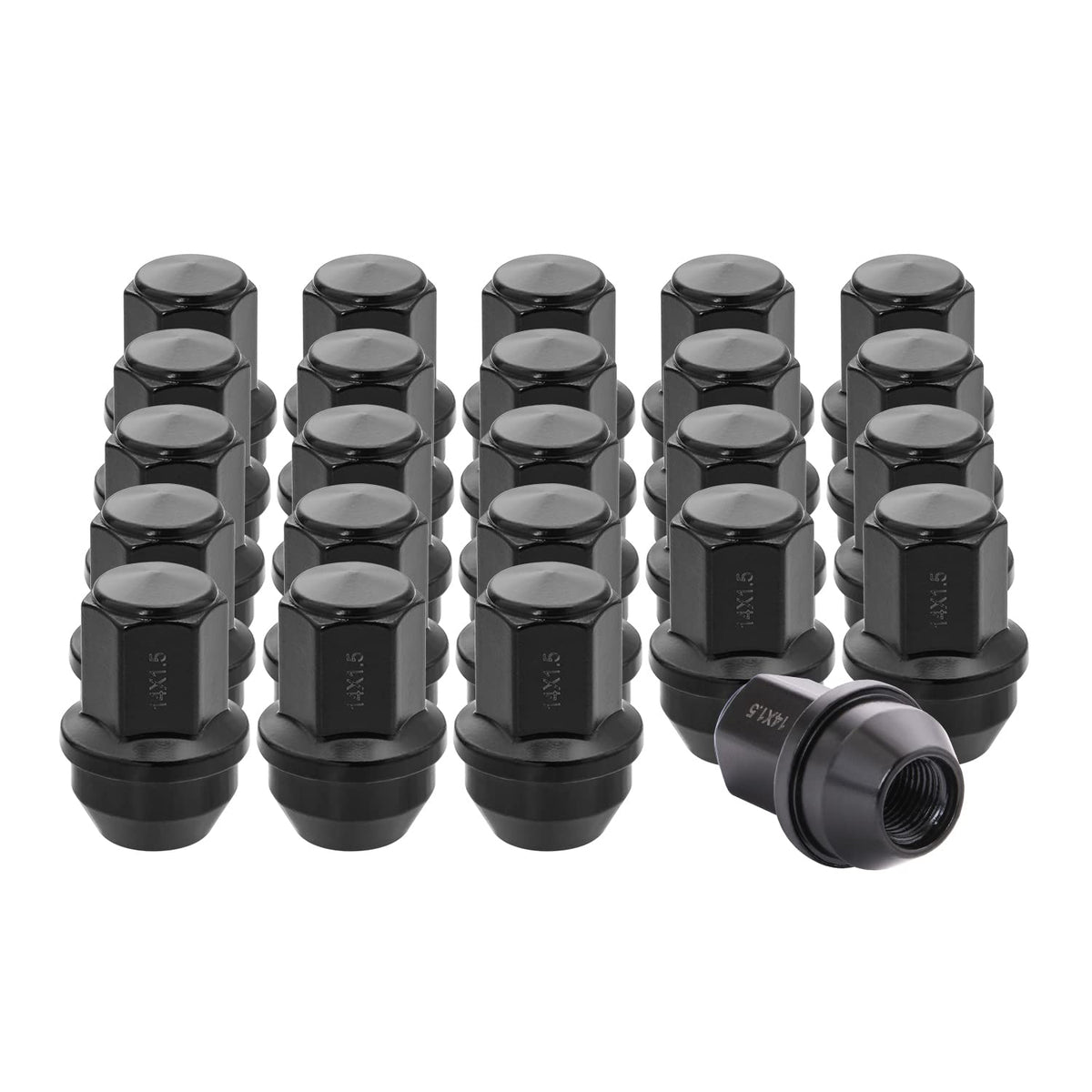 24pcs Black Cone Seat Lug Nuts M14x1.5 Y37026