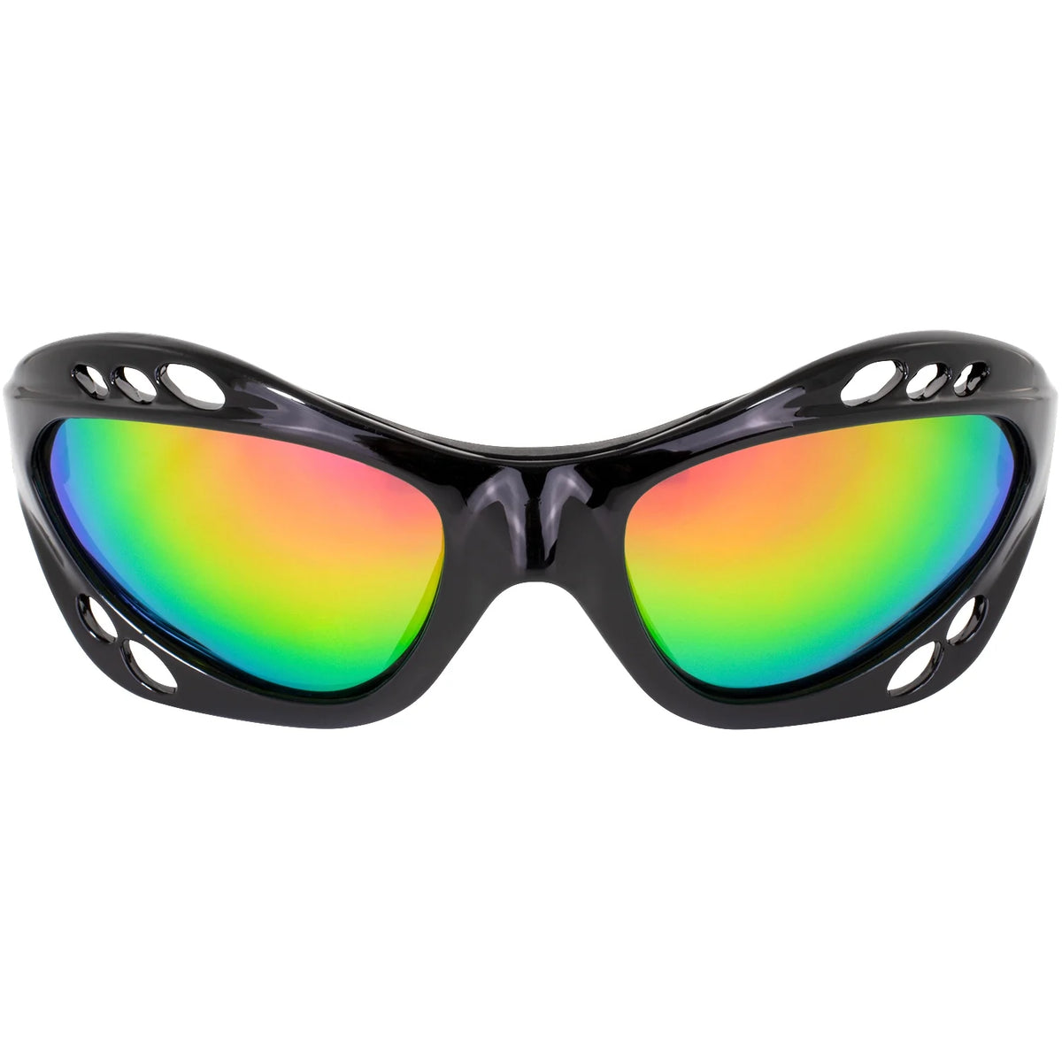 3 Pairs Padded Polarized Sunglasses with Strap Black Frame Smoke Red & Pink Mirror Lenses W293870