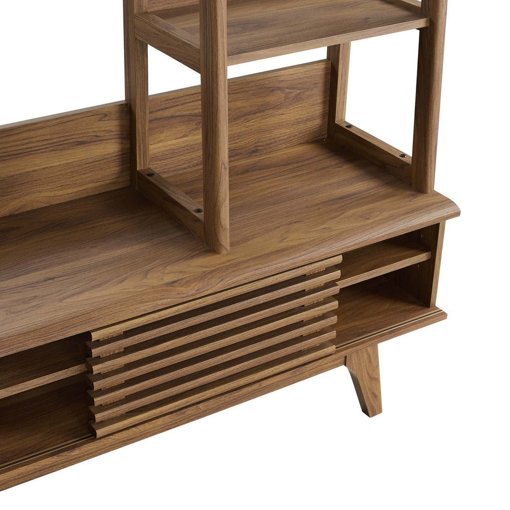 Brown Walnut Wood TV Stand Console Table K82819