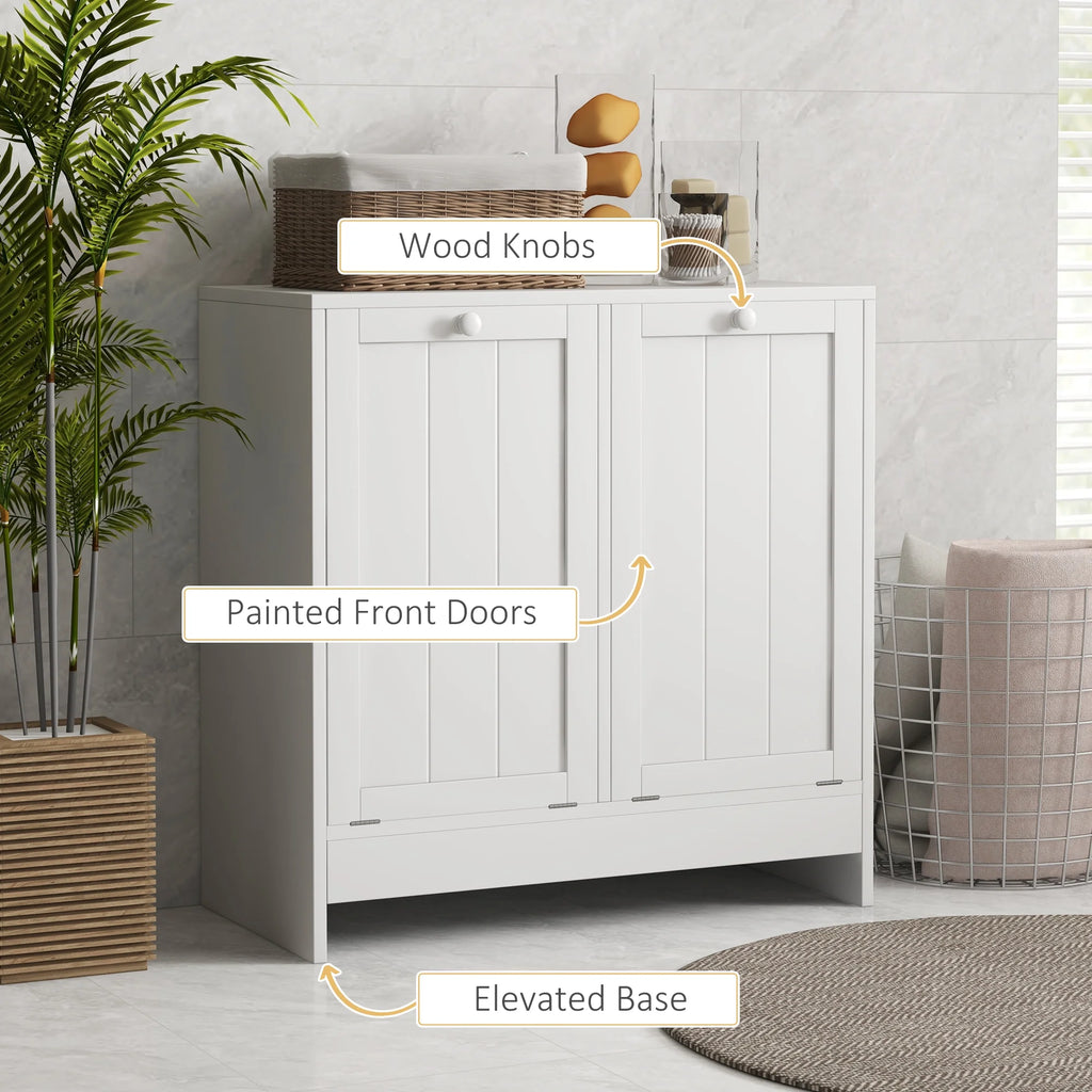 White Tilt-out Laundry Cabinet with 2 Hamper Compartments S550