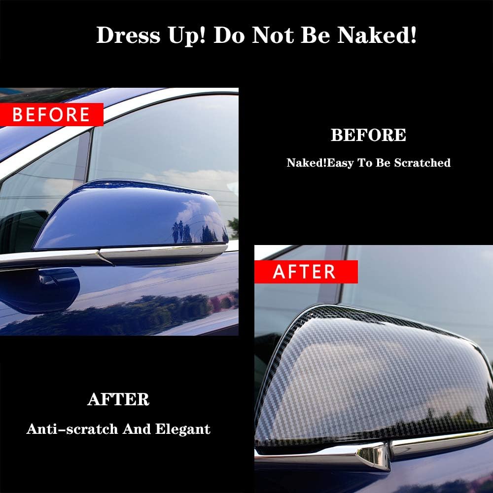 Side Mirror Cover ABS Plastic Imitation Carbon Fiber Pack of 2 J171