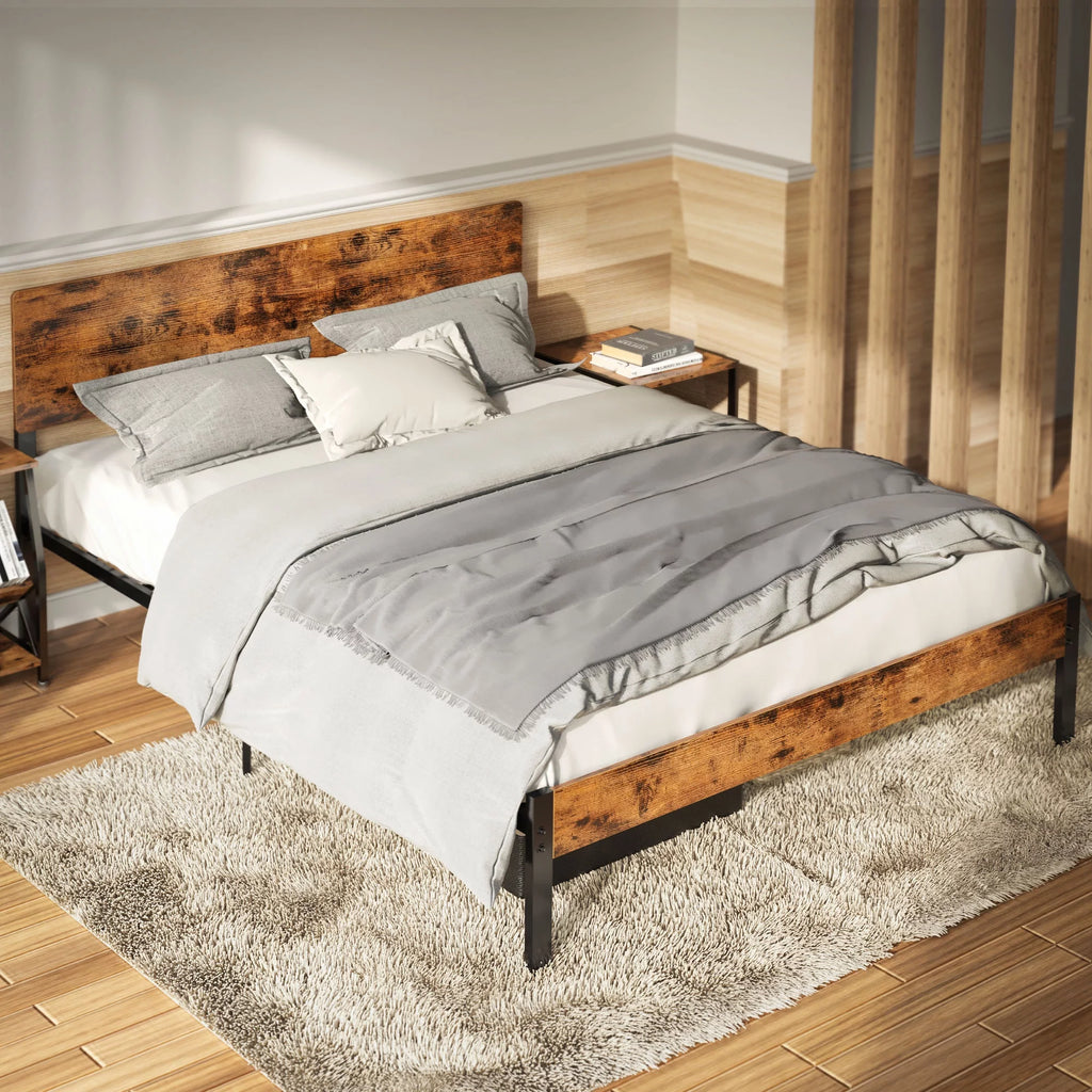 Queen Platform Bed Frame with Headboard A624487