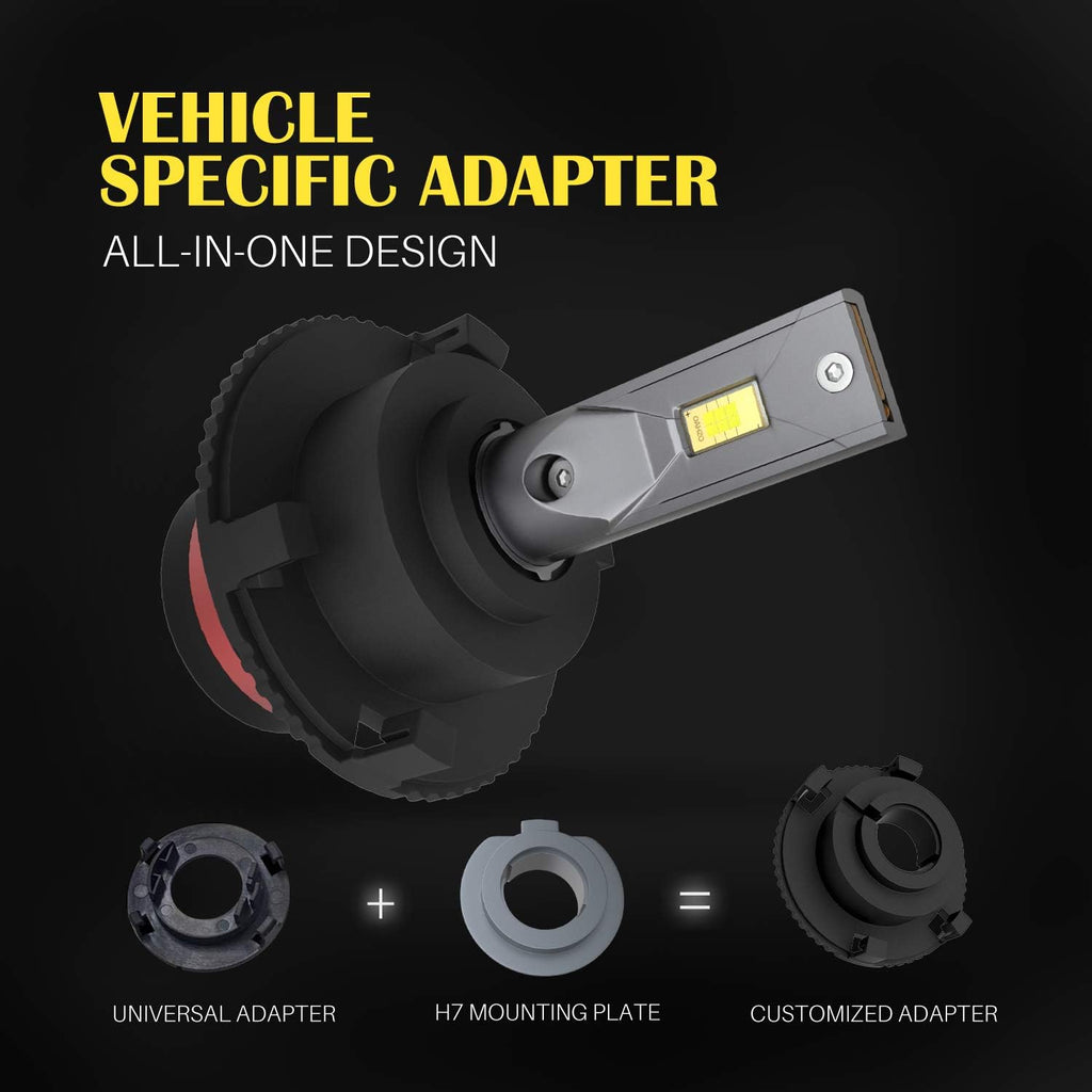 H7 LED Headlight Bulbs with Adapters 2 Pack O486