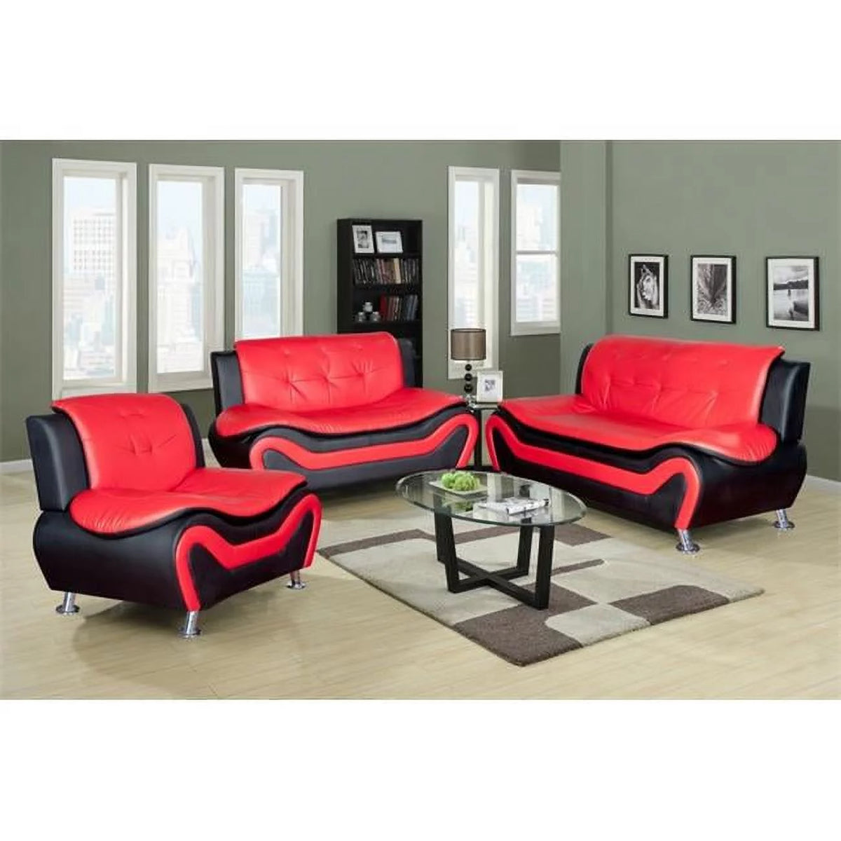 Black & Red Sofa Set U7124