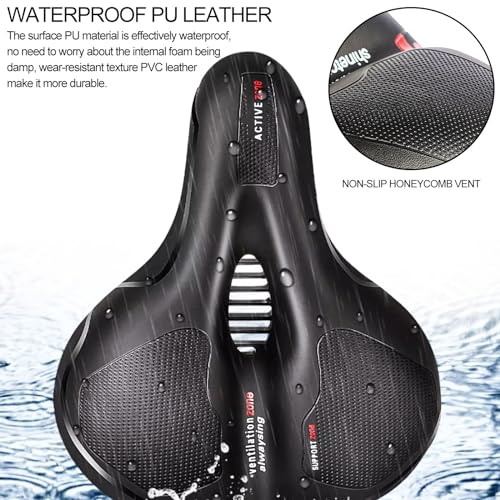 Wide Bicycle Saddle Seat with Dual Shock Absorbing Ball, Thickened Memory Foam, Waterproof H546808