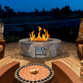 Cyan & Grey 28 Inch Round Gas Fire Pit Table with Lava Rocks X4910