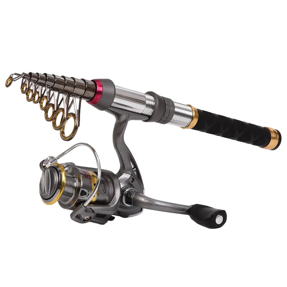 Carbon Fiber Telescopic Fishing Rod Reel Combo with Carrier Bag O787402