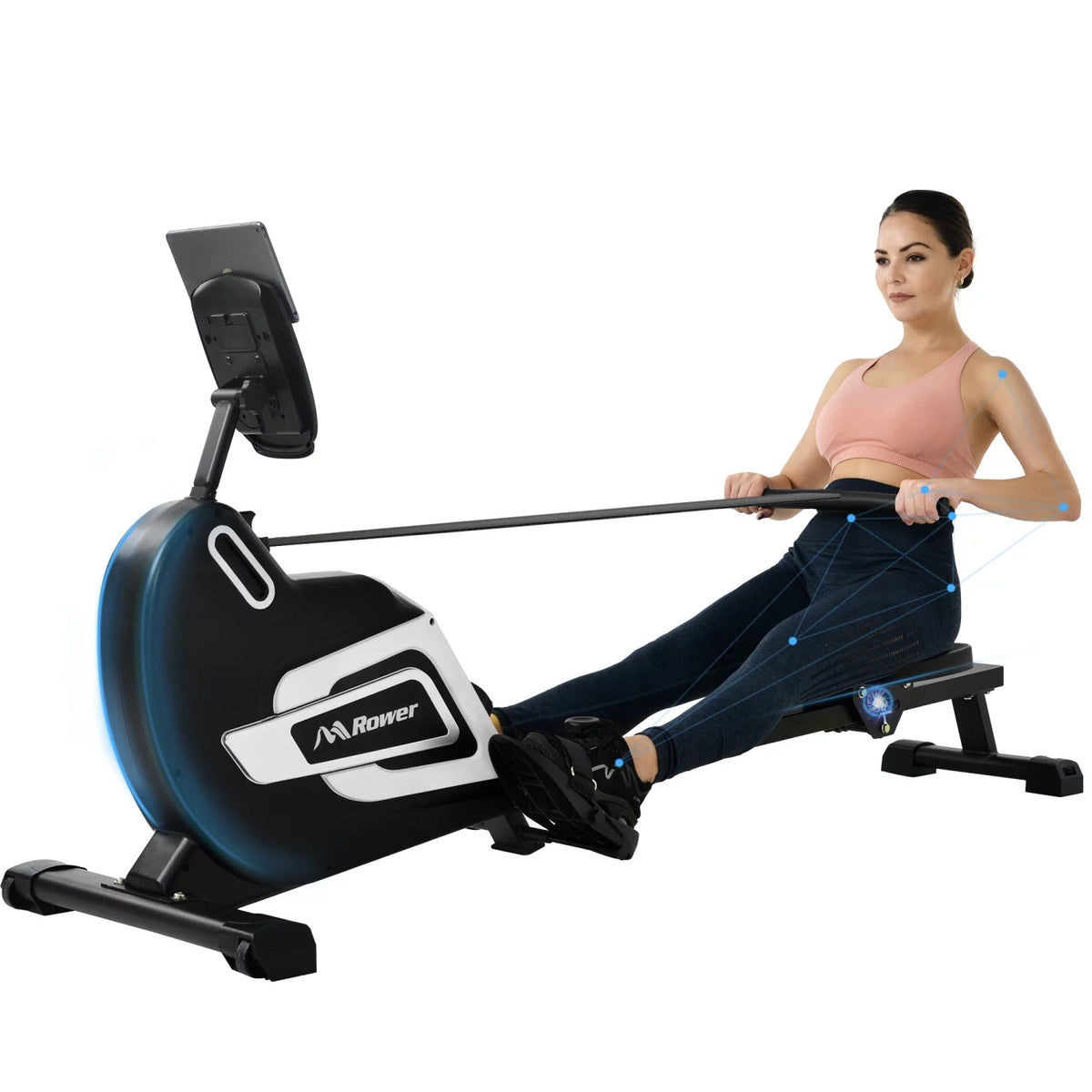 Magnetic Folding Rowing Machine with 14 Level Resistance and LCD Monitor U185463
